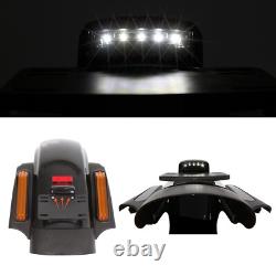Système de garde-boue arrière LED de style CVO noir pour Harley Road King Street Glide 14-Up