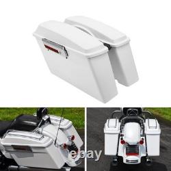 Valises rigides blanches avec loquets chromés pour Road King Street Glide 1994-2013
